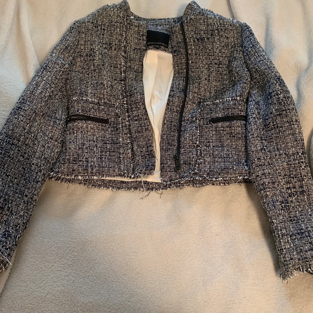 Banana Republic cropped tweed jacket.